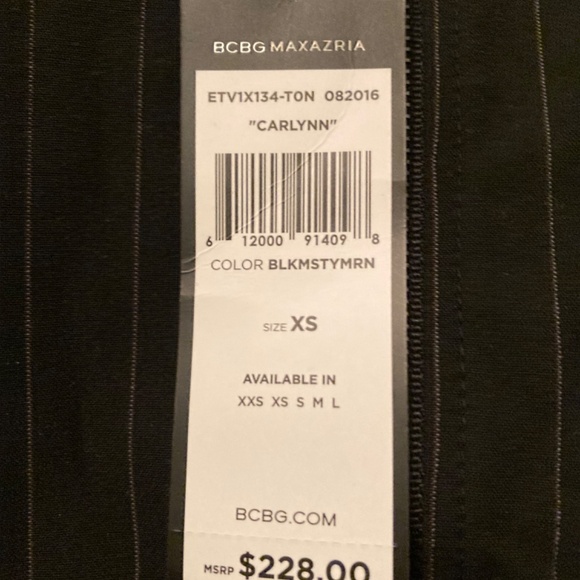 NWT BCBGMaxAzria Black Pinstripe Sleeveless Peplum Carlynn Top XS Bloomingdale’s - Picture 4 of 14